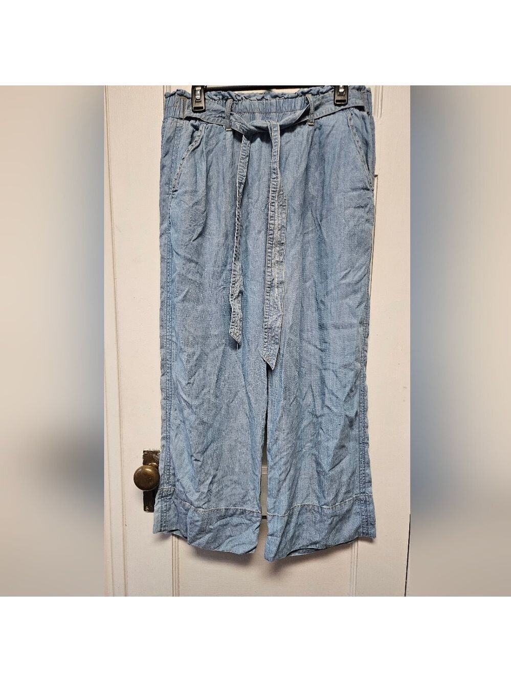 Workshop Republic Clothing Light Blue Wide-Leg Tie Waist Jeans